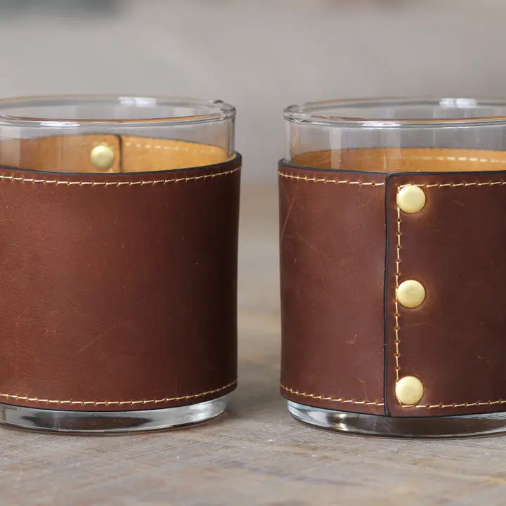 Leather Sleeve Rocks Glass
