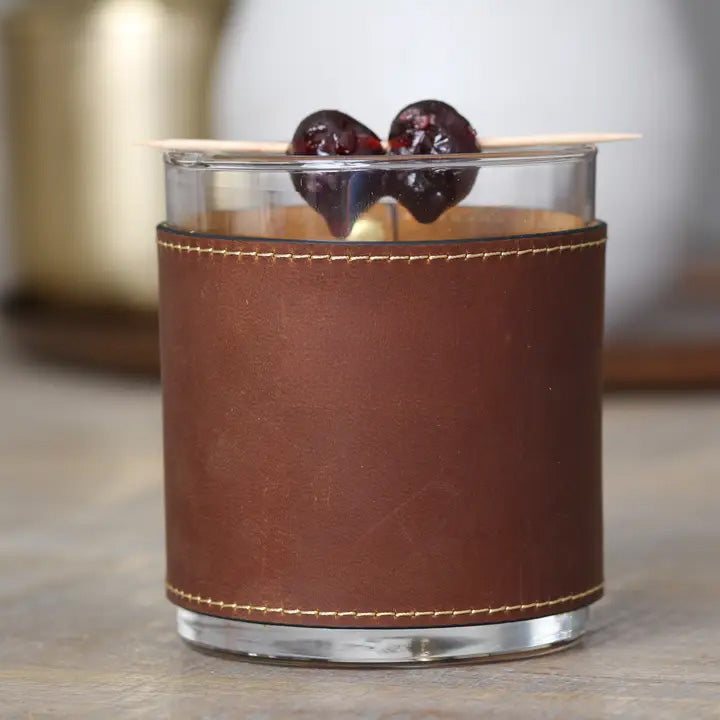 Leather Sleeve Rocks Glass