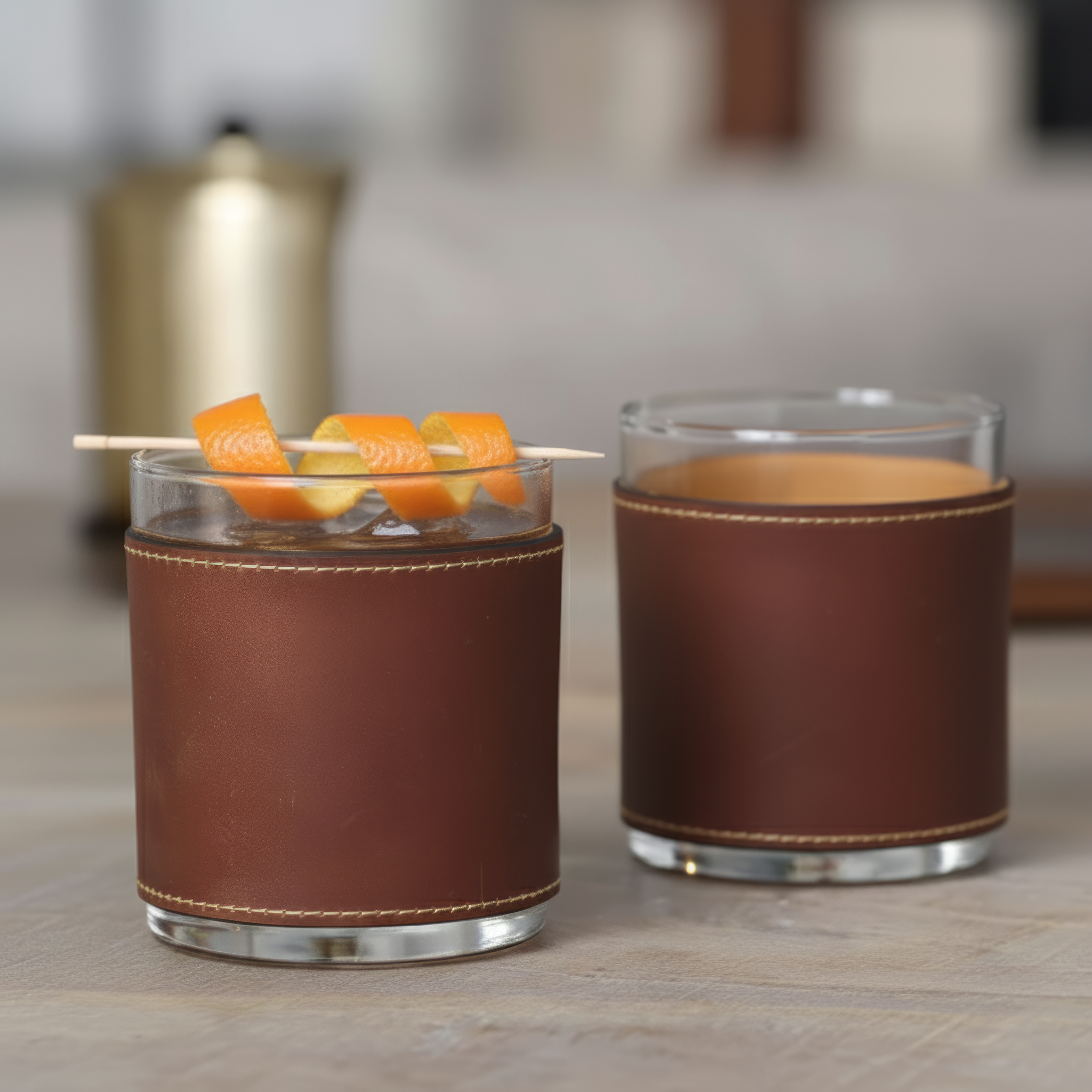 Leather Sleeve Rocks Glass